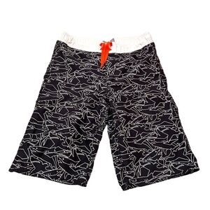 Old Navy Swim Trunks Black White Shark Print